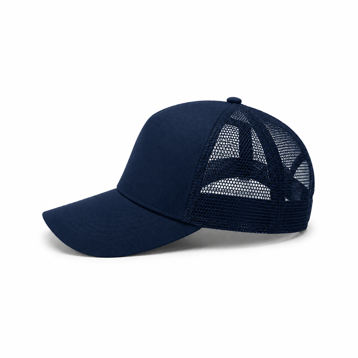 Lacivert Fileli Şapka Arkası Çıtçıt Ayarlı Gabardin Kumaş Unisex Trucker Şapka