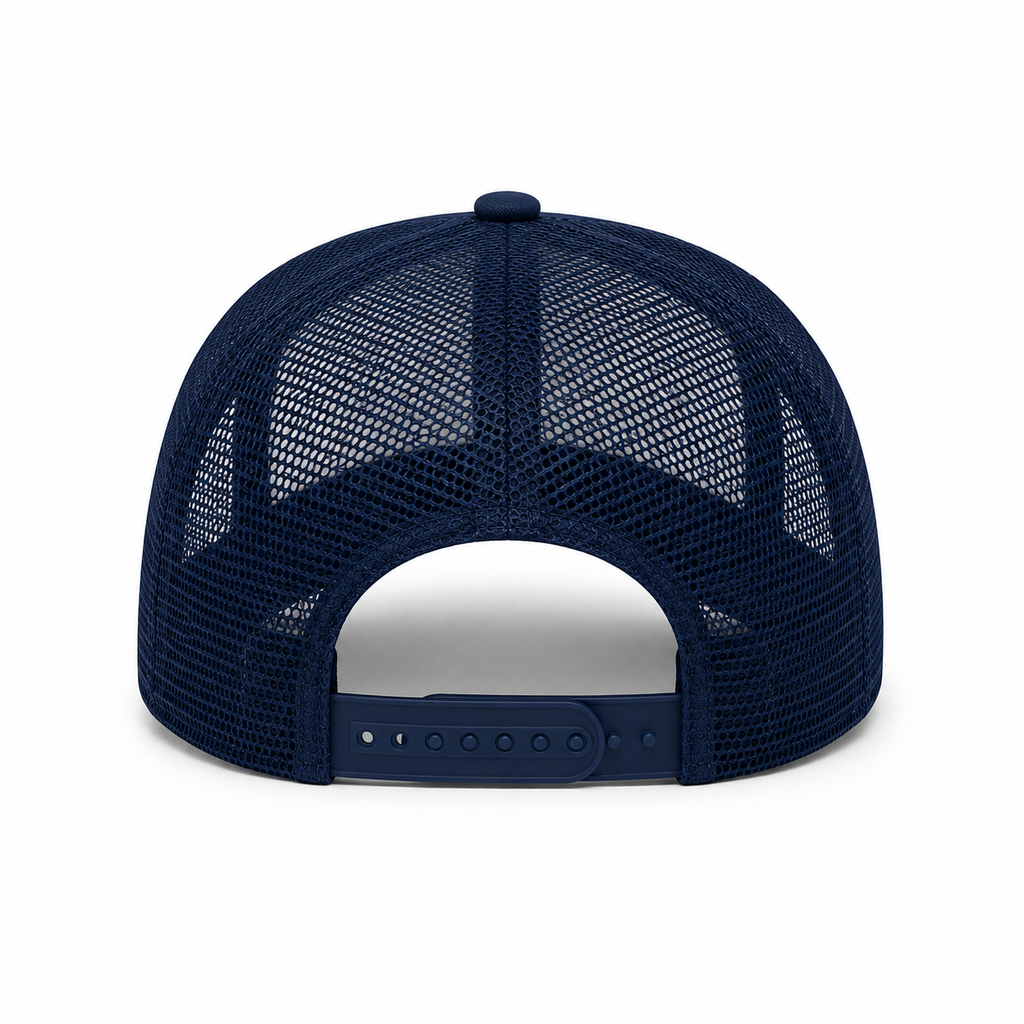 Lacivert Fileli Şapka Arkası Çıtçıt Ayarlı Gabardin Kumaş Unisex Trucker Şapka