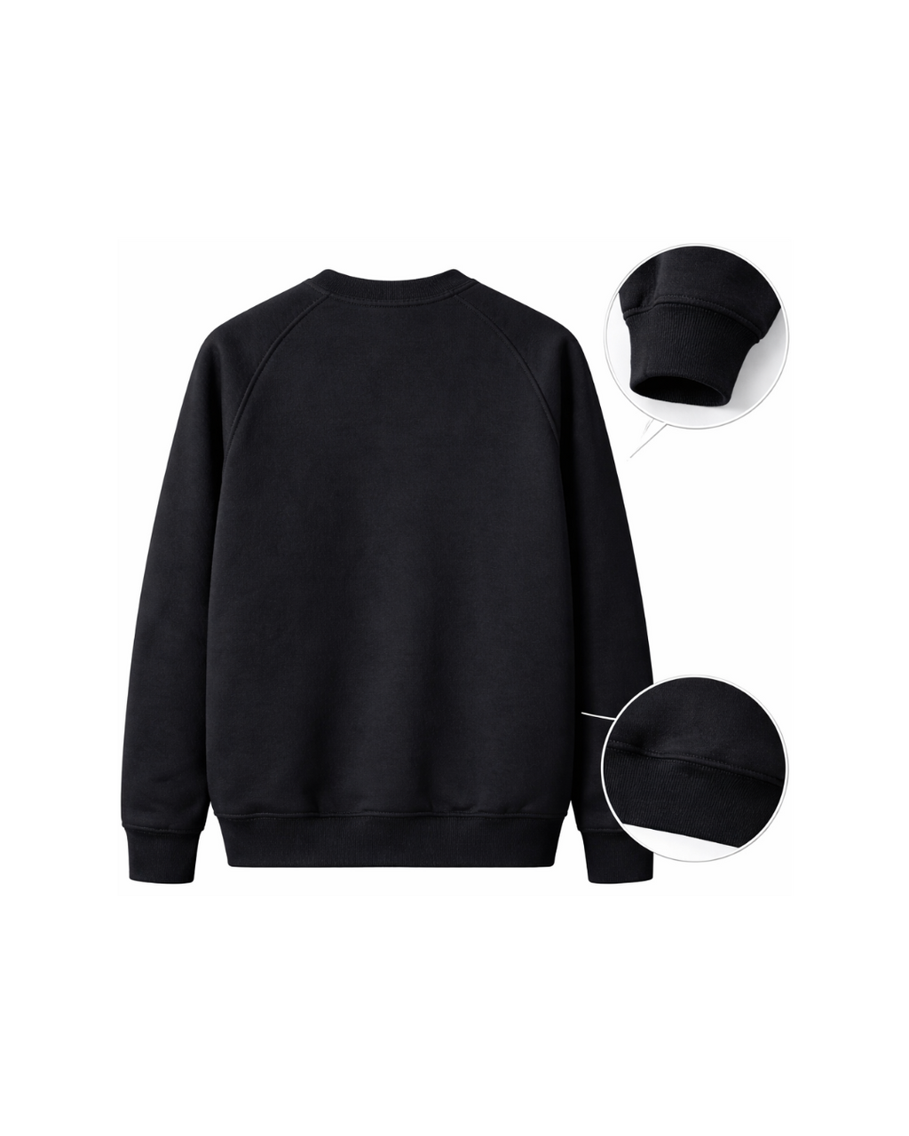 Goril Nakışlı Şardonsuz 3 İplik Unisex Sweatshirt Siyah