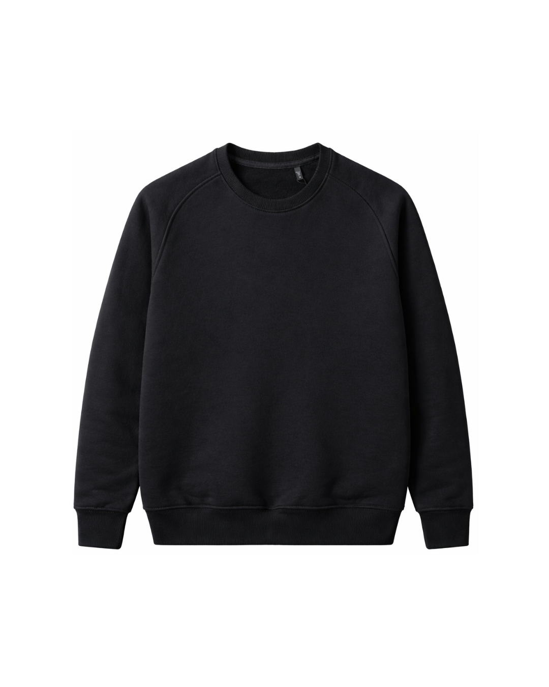 Kurt Nakışlı Şardonsuz 3 İplik Unisex Sweatshirt Siyah