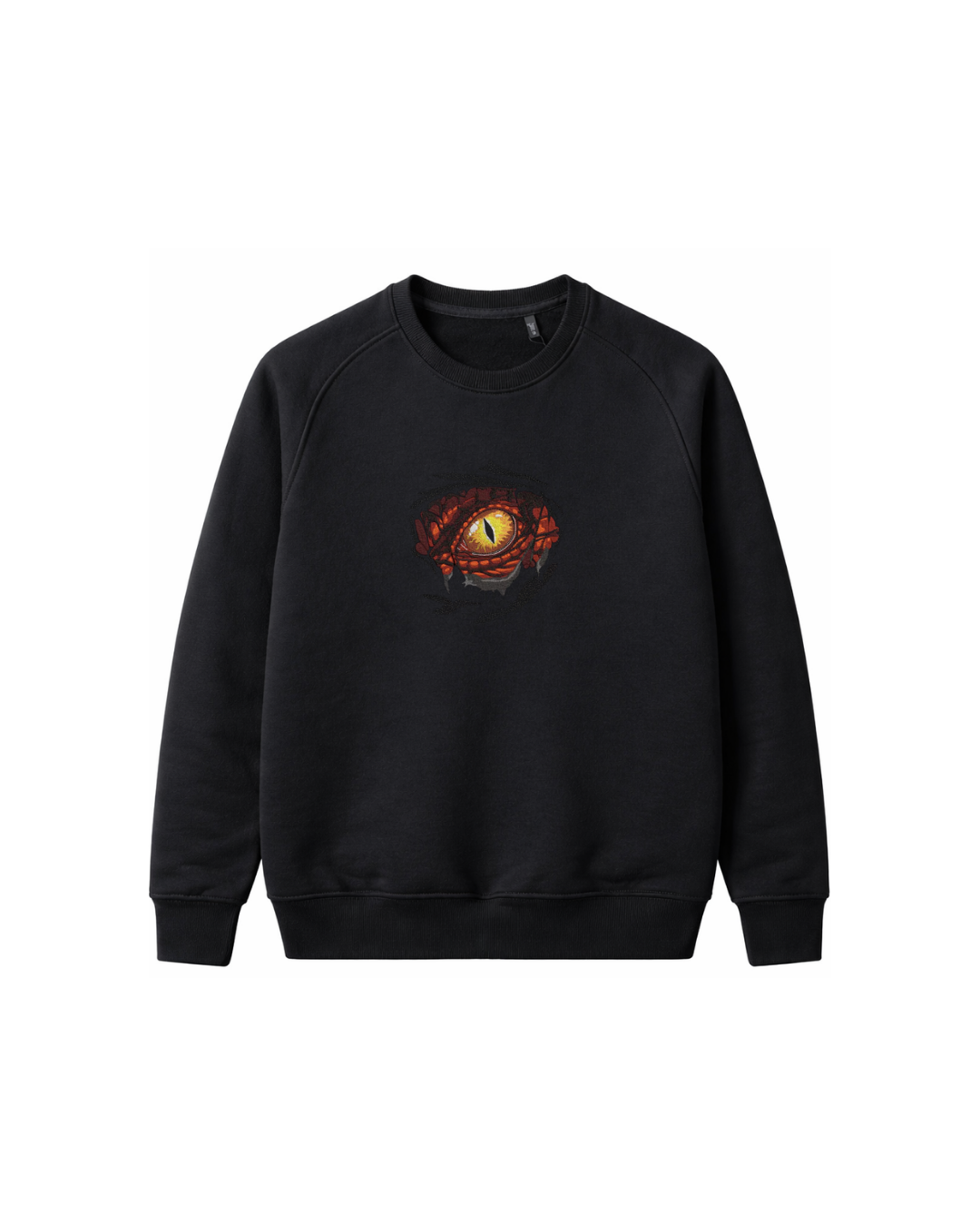 Göz Nakışlı Şardonsuz 3 İplik Unisex Sweatshirt Siyah