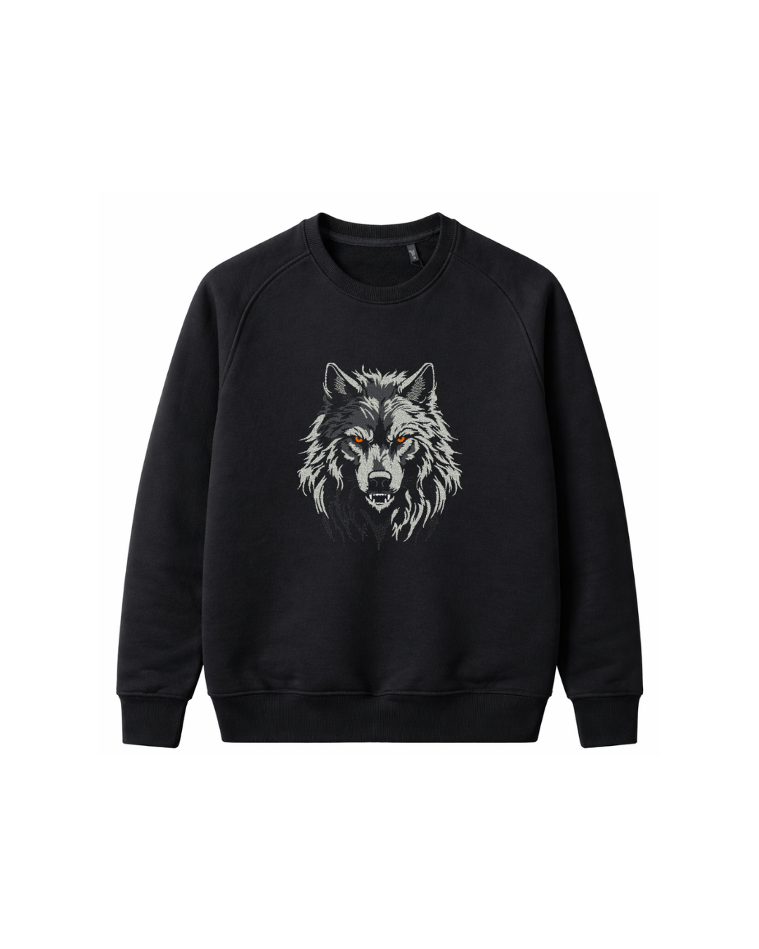 Kurt Nakışlı Şardonsuz 3 İplik Unisex Sweatshirt Siyah