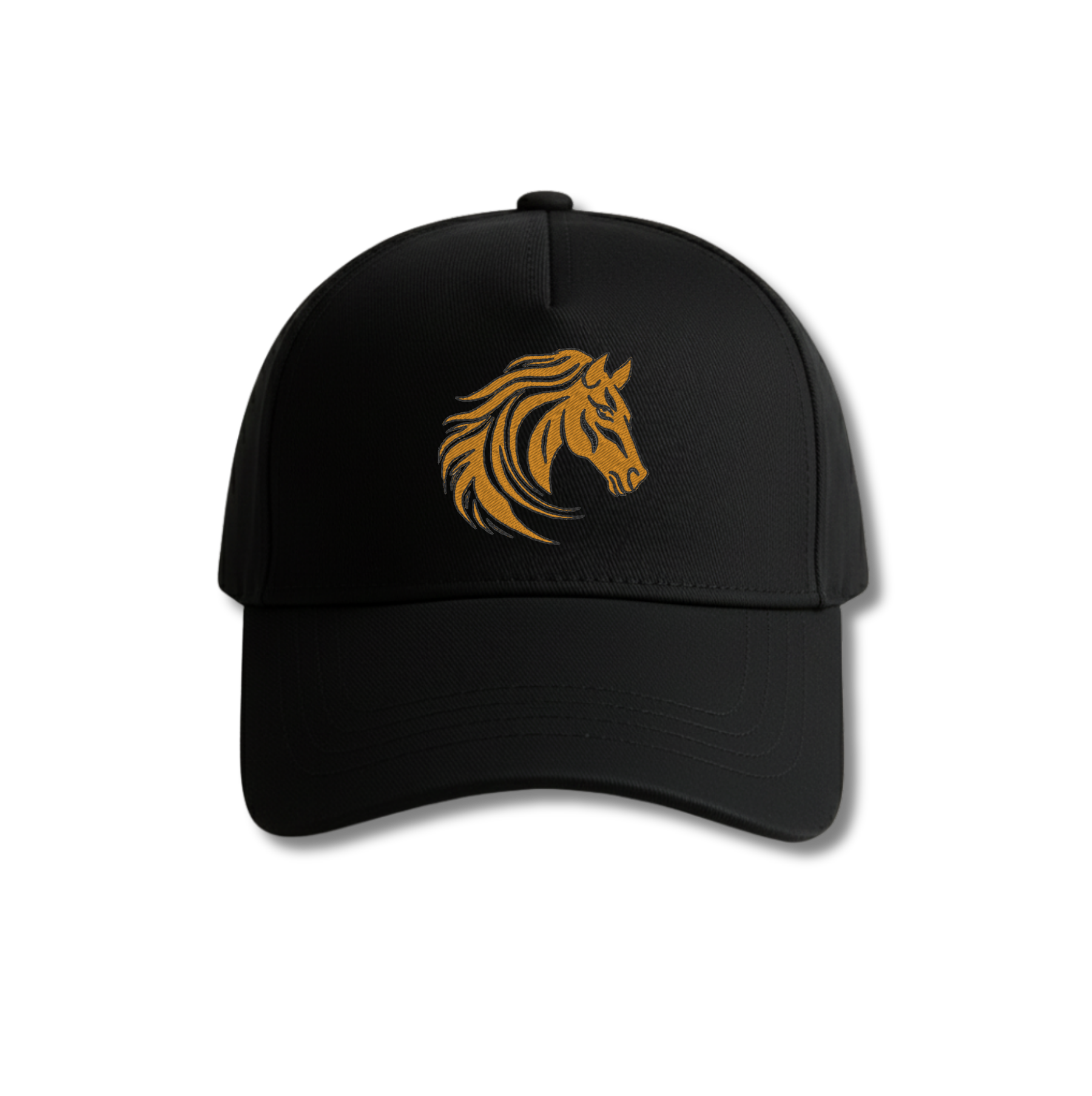 At Nakışlı Siyah %100 Cotton Şapka | Metal Toka Ayarlı Unisex