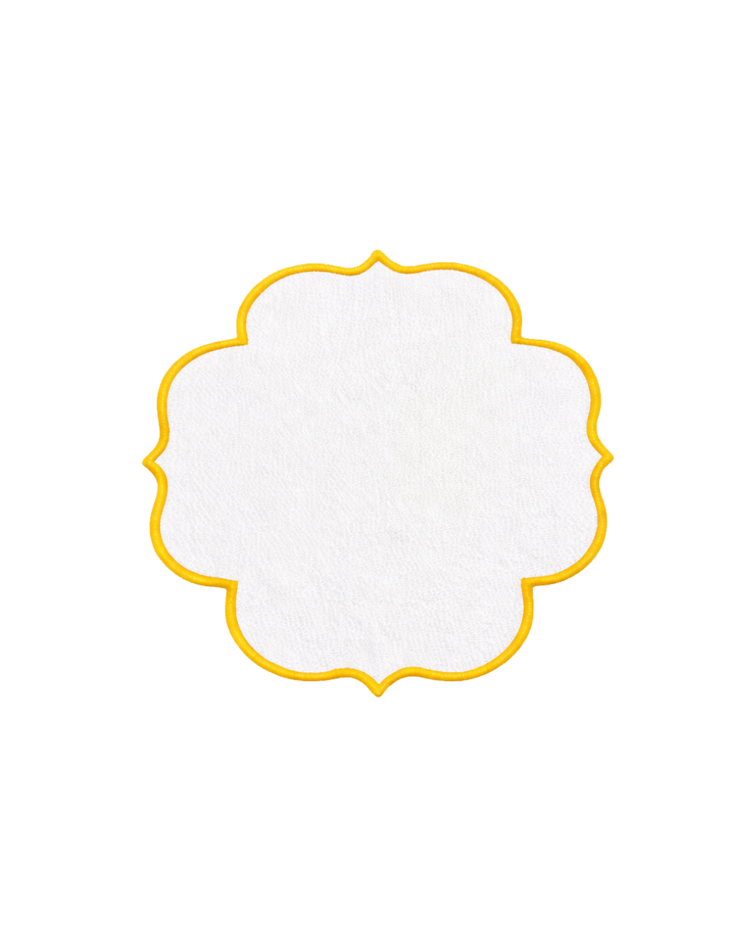 Nakışlı Keten Kahve Yanı Peçetesi – 14x14 cm | Renkli Kenar Detaylı Türk Kahvesi Sunum Peçetesi