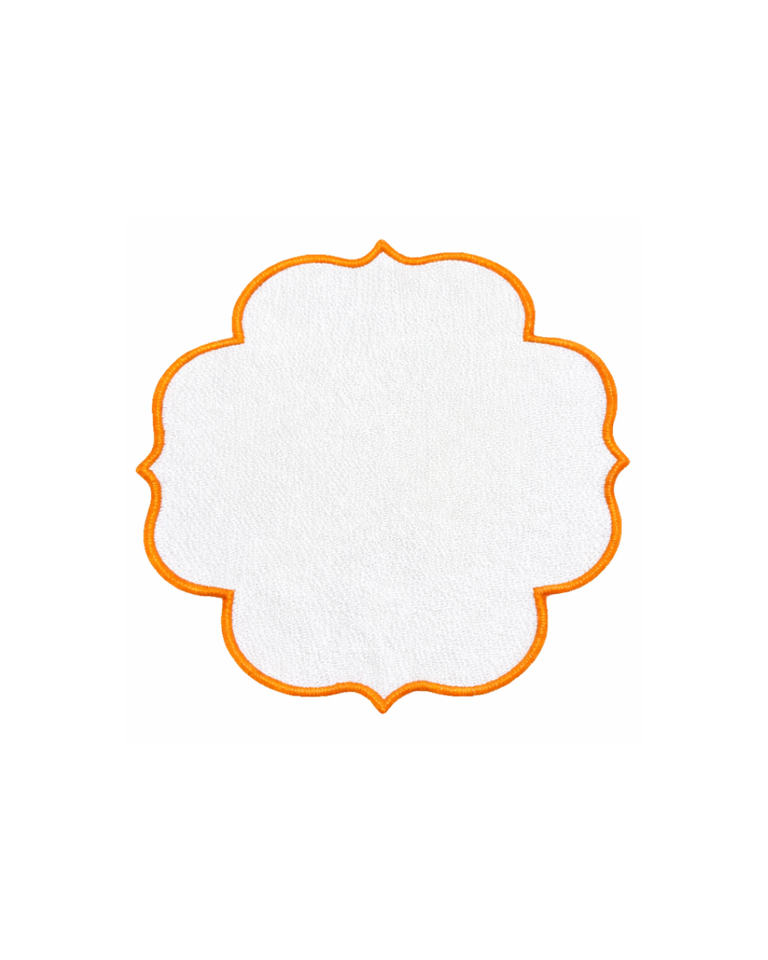 Nakışlı Keten Kahve Yanı Peçetesi – 14x14 cm | Renkli Kenar Detaylı Türk Kahvesi Sunum Peçetesi