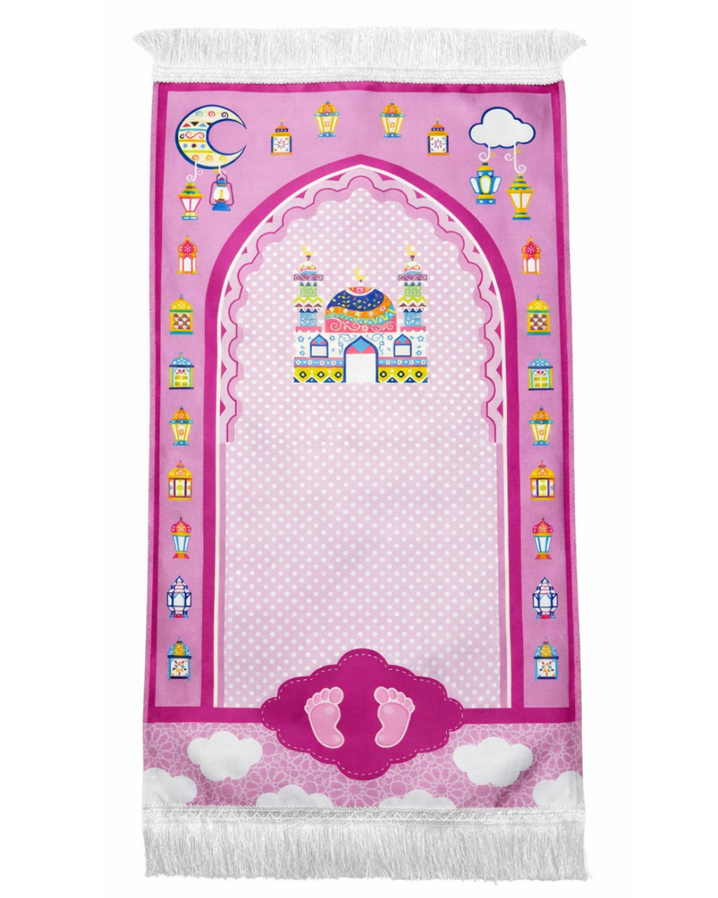 İsim Nakışlı Çocuk Seccadesi Kabe desenli 40×95 cm | Dijital Baskı | Renkli & Eğitici Tasarım (Kopya)