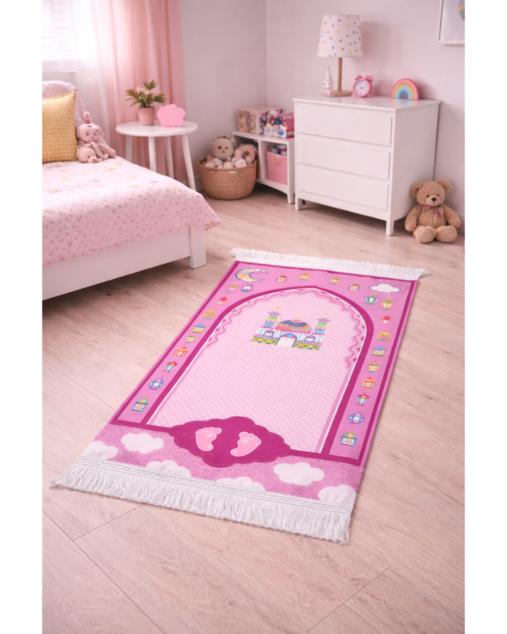 İsim Nakışlı Çocuk Seccadesi Kabe desenli 40×95 cm | Dijital Baskı | Renkli & Eğitici Tasarım (Kopya)