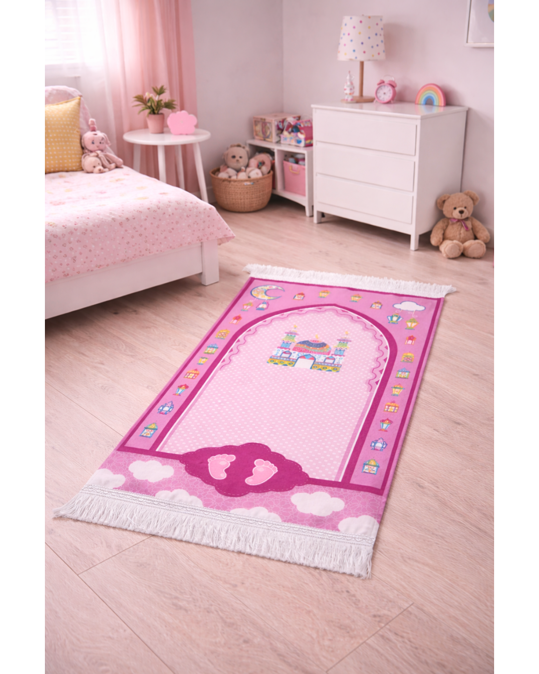 İsim Nakışlı Çocuk Seccadesi Kabe desenli 40×95 cm | Dijital Baskı | Renkli & Eğitici Tasarım (Kopya)