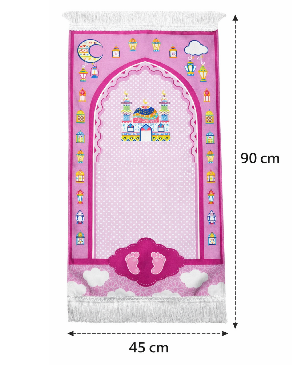 İsim Nakışlı Çocuk Seccadesi Kabe desenli 40×95 cm | Dijital Baskı | Renkli & Eğitici Tasarım (Kopya)