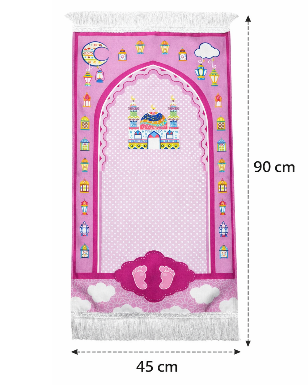 İsim Nakışlı Çocuk Seccadesi Kabe desenli 40×95 cm | Dijital Baskı | Renkli & Eğitici Tasarım (Kopya)