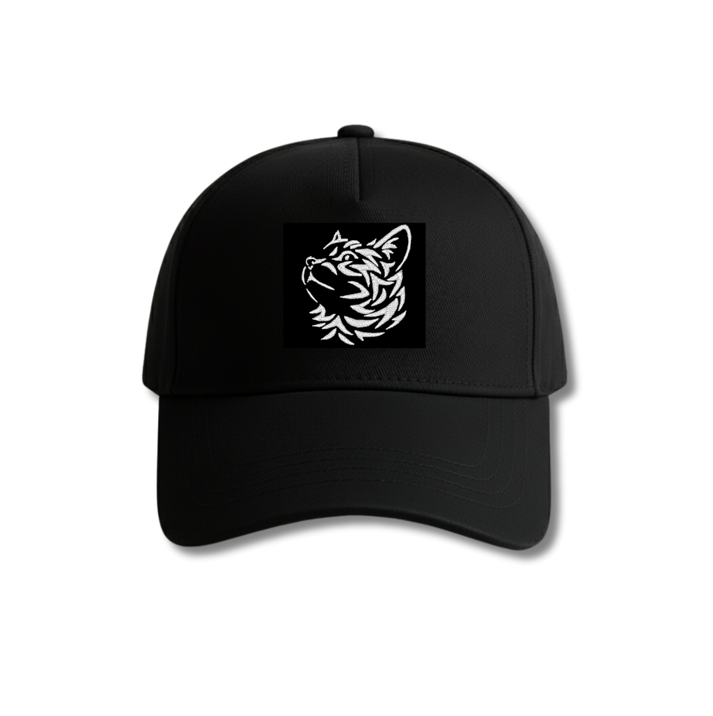Kedi Nakışlı Siyah %100 Cotton Şapka | Metal Toka Ayarlı Unisex (Kopya)