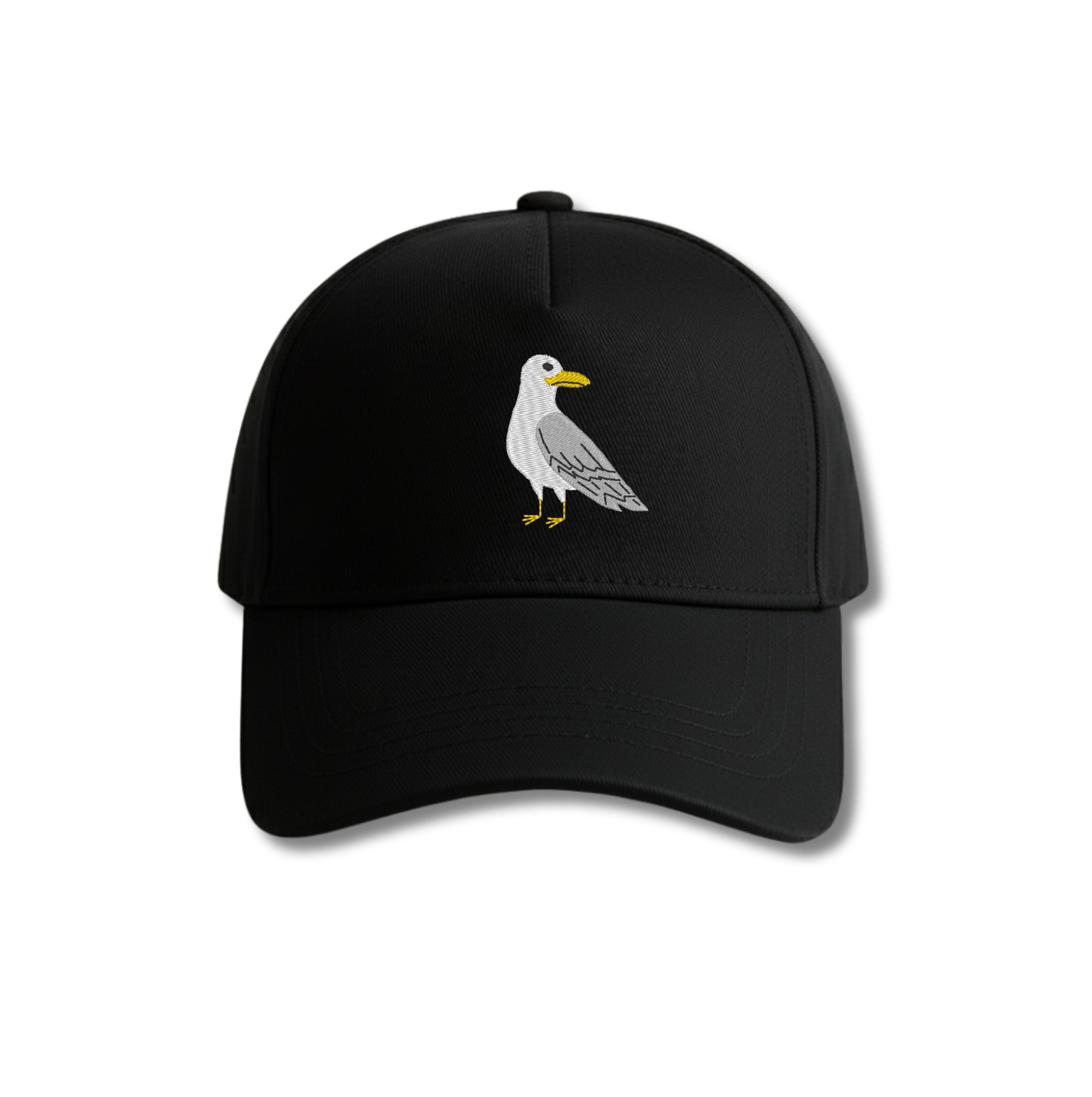 Martı Nakışlı Siyah %100 Cotton Şapka | Metal Toka Ayarlı Unisex