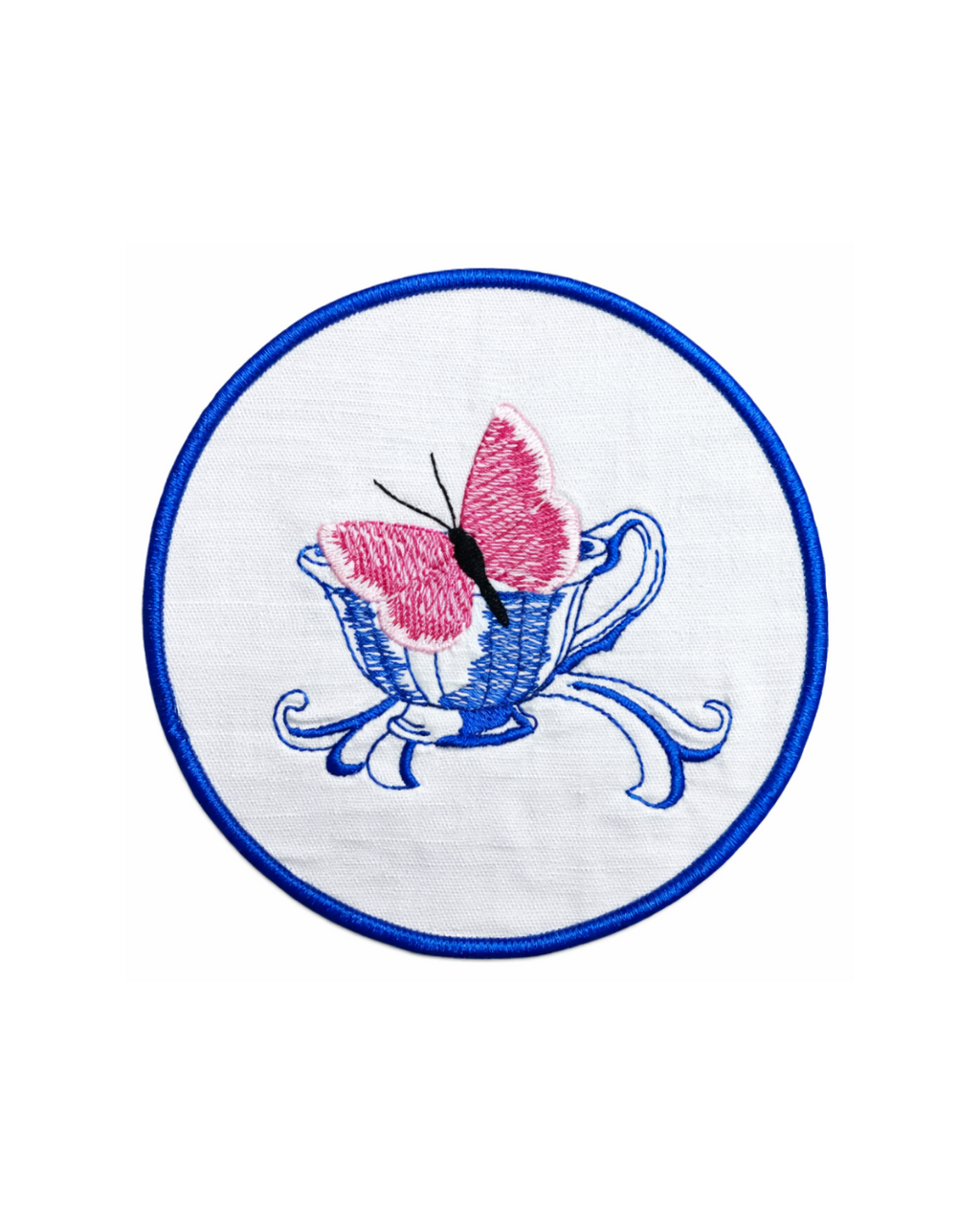 🦋 Kelebek Nakışlı Keten Kahve Yanı Peçetesi – 6’lı Set