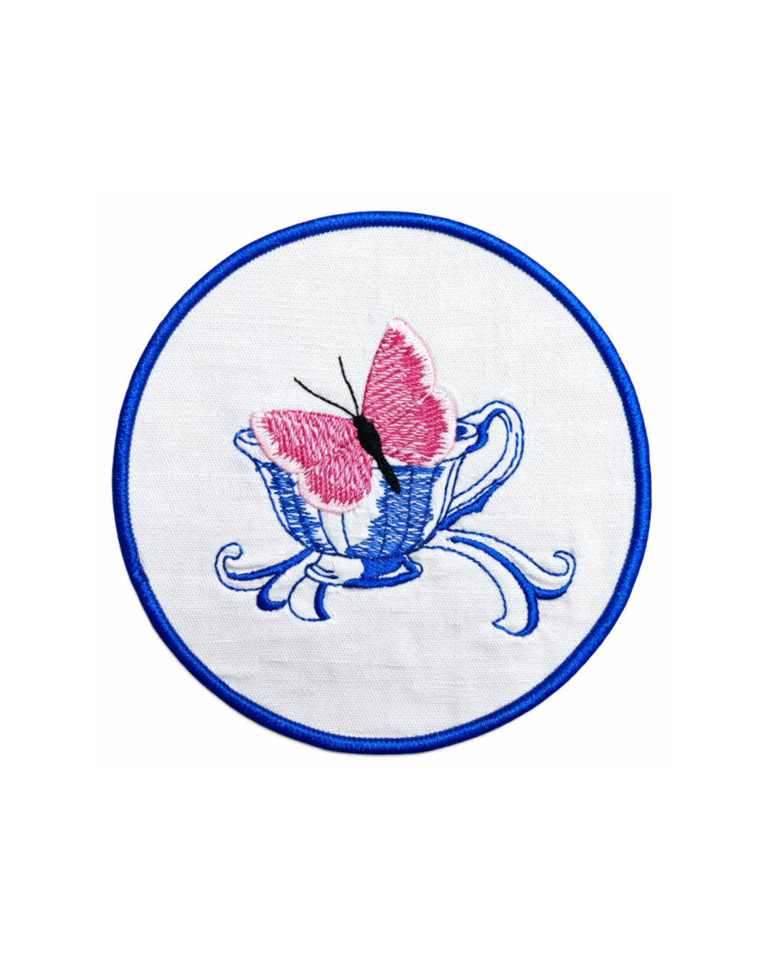 🦋 Kelebek Nakışlı Keten Kahve Yanı Peçetesi – 6’lı Set