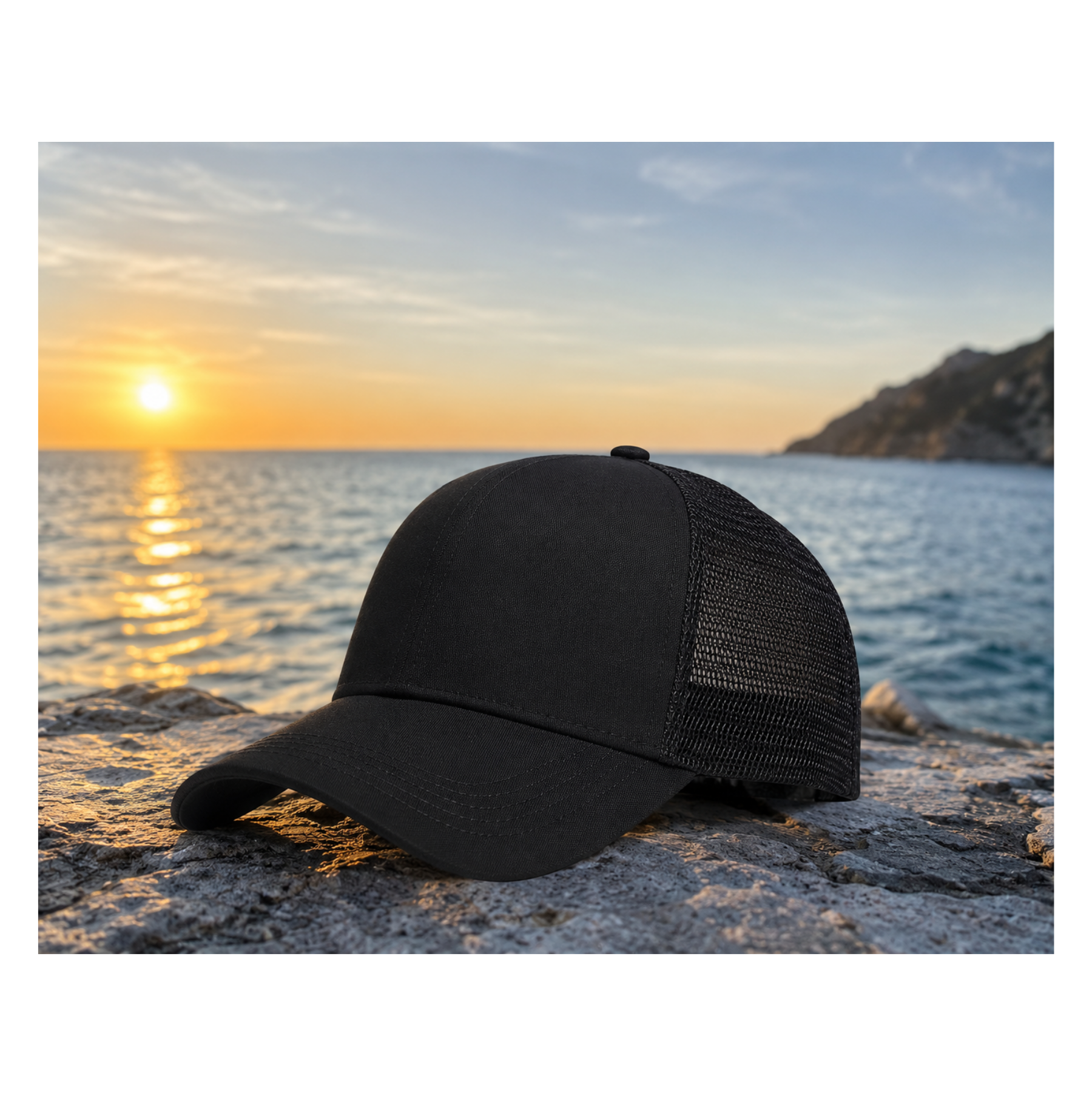 Lacivert Fileli Şapka Arkası Çıtçıt Ayarlı Gabardin Kumaş Unisex Trucker Şapka